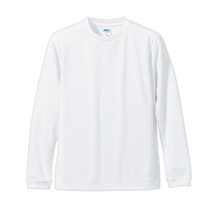 4.7オンスドライシルキータッチロングスリーブTシャツ（ノンブリード）（5089-01） ホワイト（001）