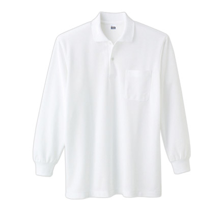 5.8オンスT／C長袖ポロシャツ（ポケット付）（00169-VLP） ホワイト（001）