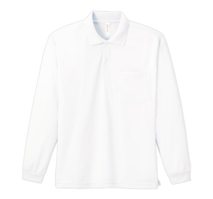 4.4オンスドライ長袖ポロシャツ（ポケット付）（00335-ALP） ホワイト（001）