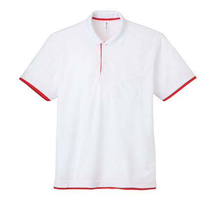 4.4オンスドライレイヤードポロシャツ（00339-AYP） ホワイト×レッド（710）