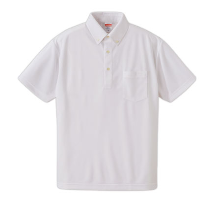 4.1オンスドライアスレチックポロシャツ（ボタンダウン）（ポケット付）（5921-01） ホワイト（001）