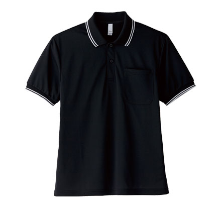 【在庫限り】ライン入りベーシックドライポロシャツ（MS3112） ブラック（16）