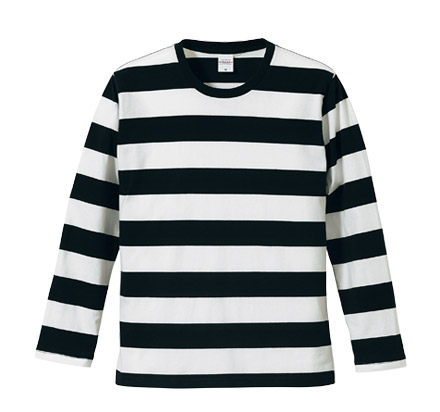 5.0オンスボールドボーダーロングスリーブTシャツ（5519-01） ブラック×ホワイト（2001）