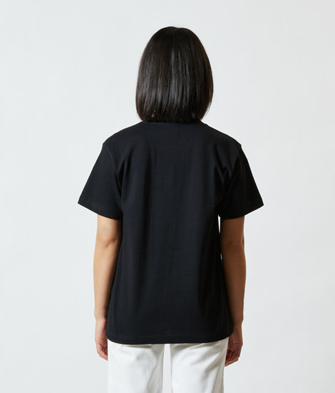 6.2オンスプレミアムTシャツ（5942-01）｜モデル身長160cm　ブラック/Sサイズ　背面