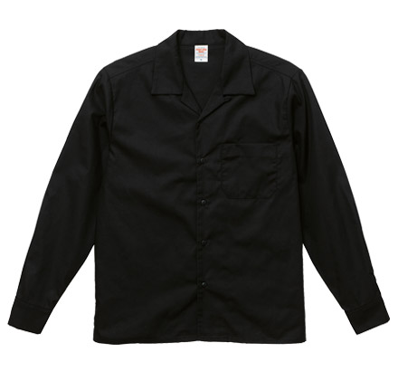 T/C オープンカラー ロングスリーブ シャツ（1760-01） ブラック（002）