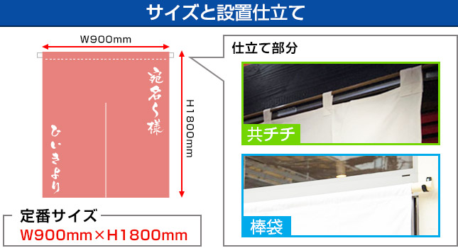 楽屋のれんサイズと設置仕立て